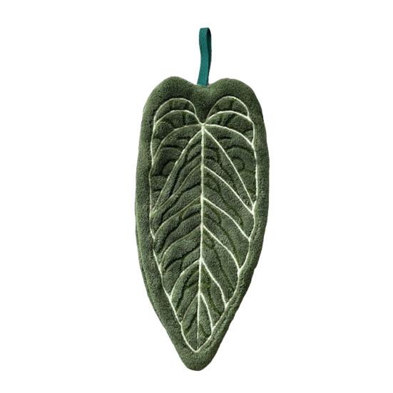 Leaf Shape Hand Towel Double-Sided Hanging Towel Lint-free Absorbent Leaf Towel with Hanging Loop