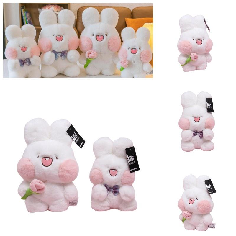 Adorable Plush Bunny Toy With Flower And Bowtie Decorations