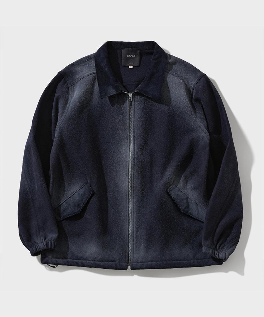 Ffeff Studio Vintage Washed Wool Half Zip-Up Jacket (Navy)