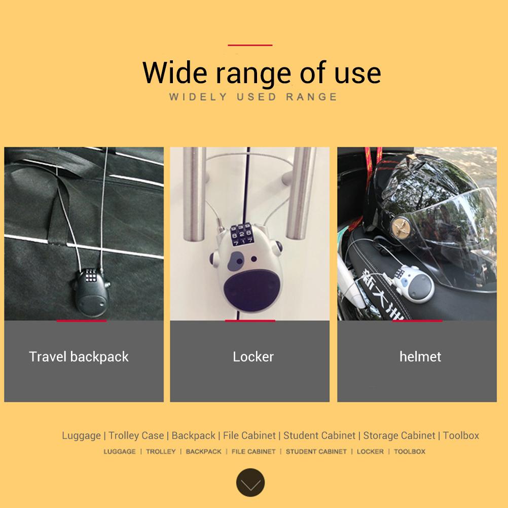 Universal Motorcycle Helmet  Lock Telescopic Wire Rope Steel Cable Password Lock