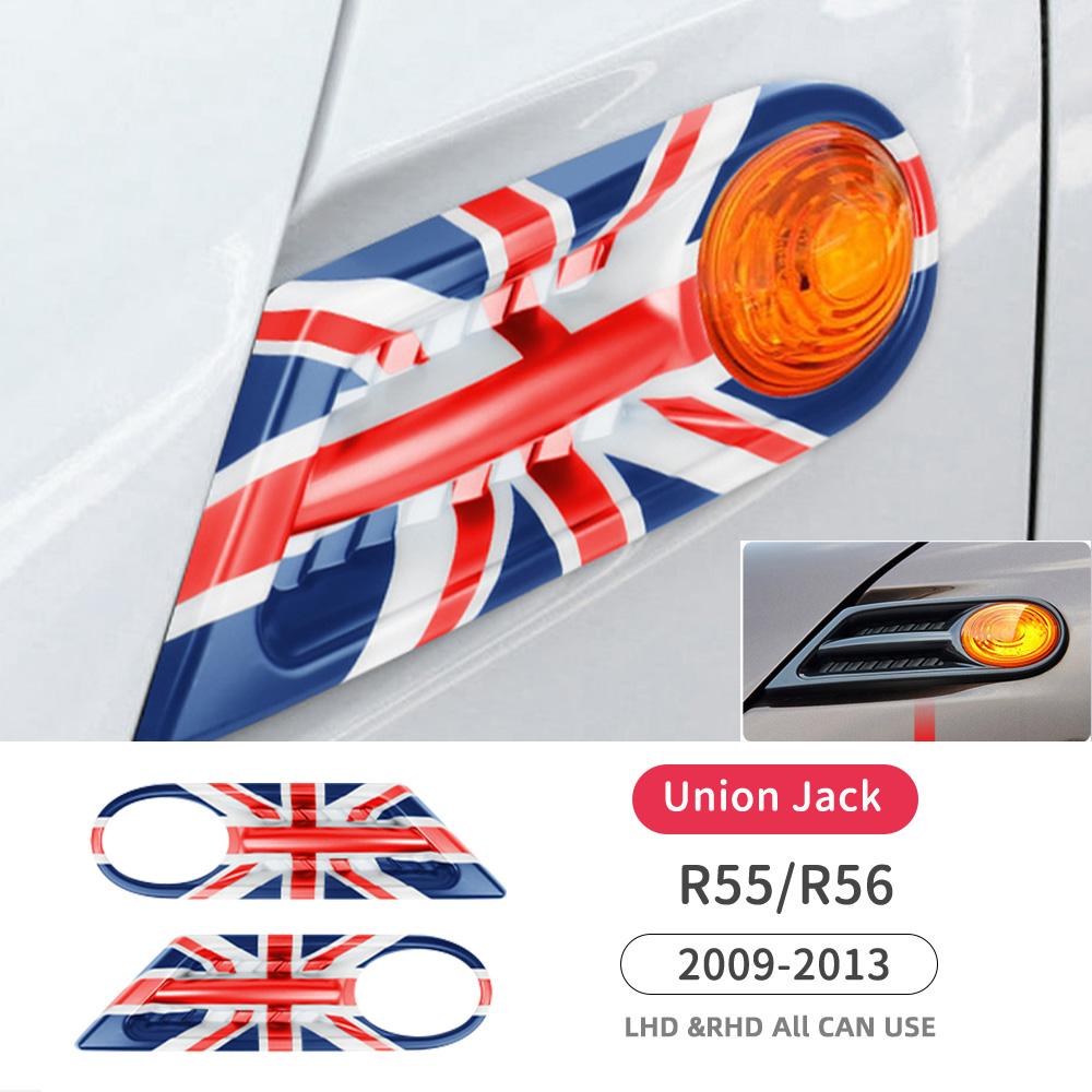 2Pcs Union Jack Car Side Fender Marker Light For MINI Cooper Hatchback R56 Clubman R55 Housing Signal Lamp Cover Accessories union jack A