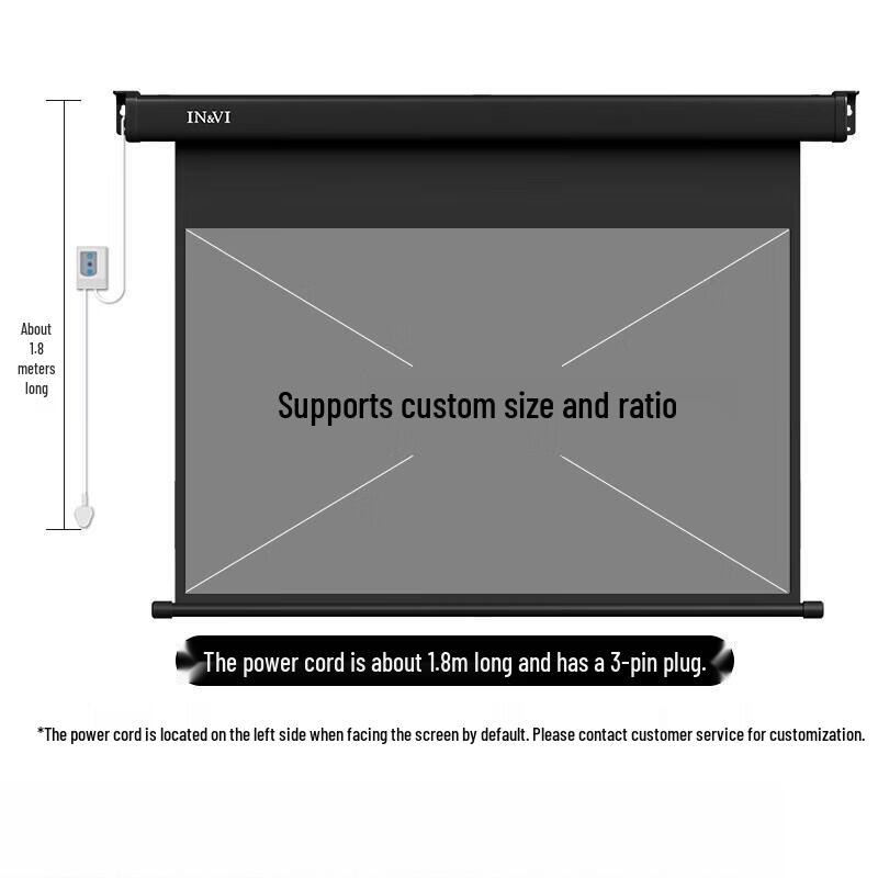 IN&VI 100-Inch Electric Remote Control Anti-Light Projector Screen