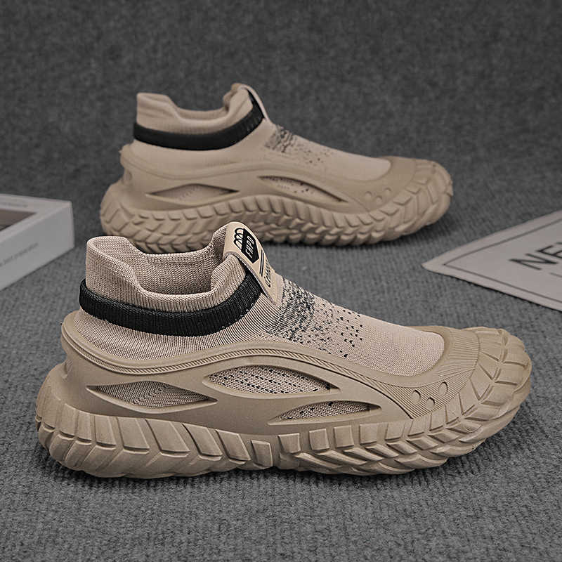 Fashion Without Laces High Cut For Men's Sports Woven Rainbow Sneakers Large Size Shoes For Men 2025g Model Street Outside 2025
