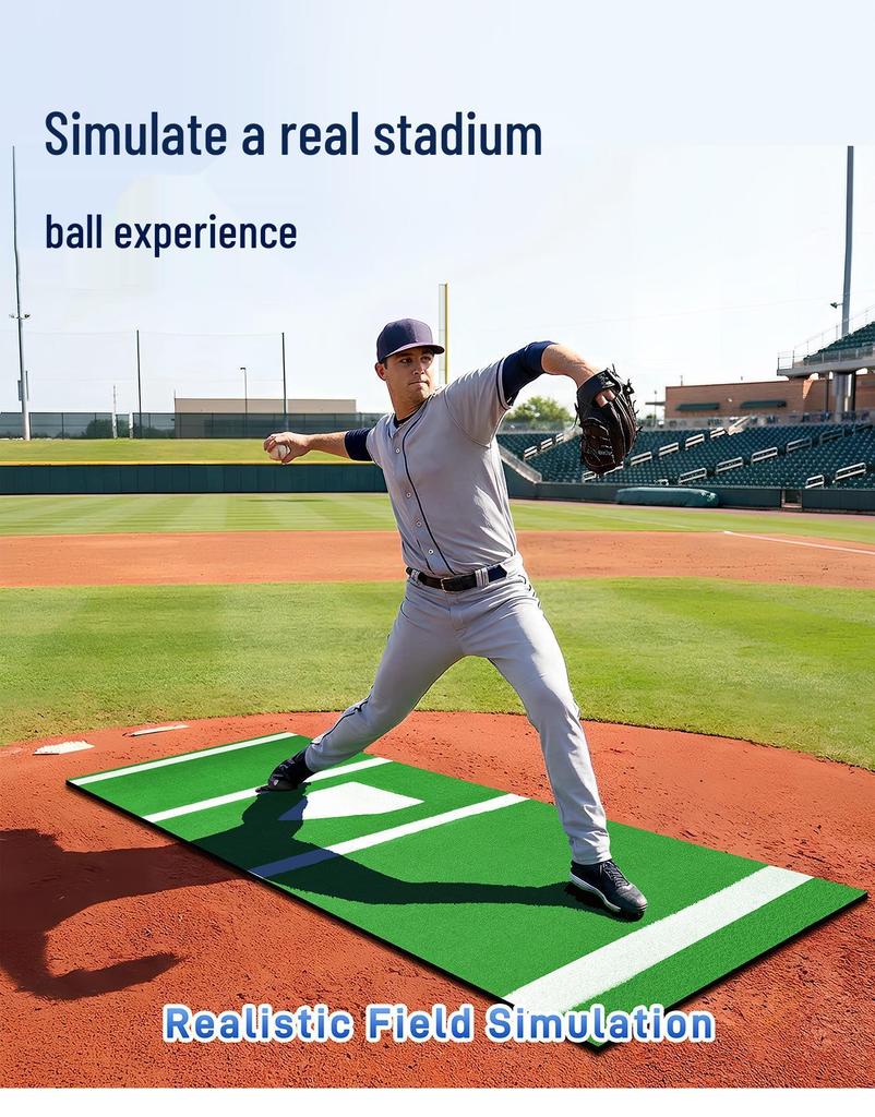 SEEKFUNS Portable Baseball & Softball Pitching/Batting Practice Mat for Outdoor Sports