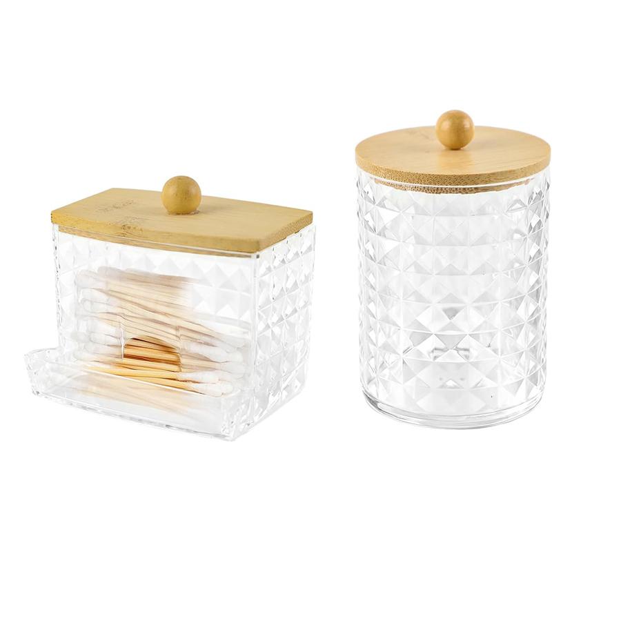 

2/3Pcs Cotton Pad Storage Jars Holder Bathroom Makeup Organizers Containers Qtip Holder Dispenser for Cotton Ball/Swab/Round Pad