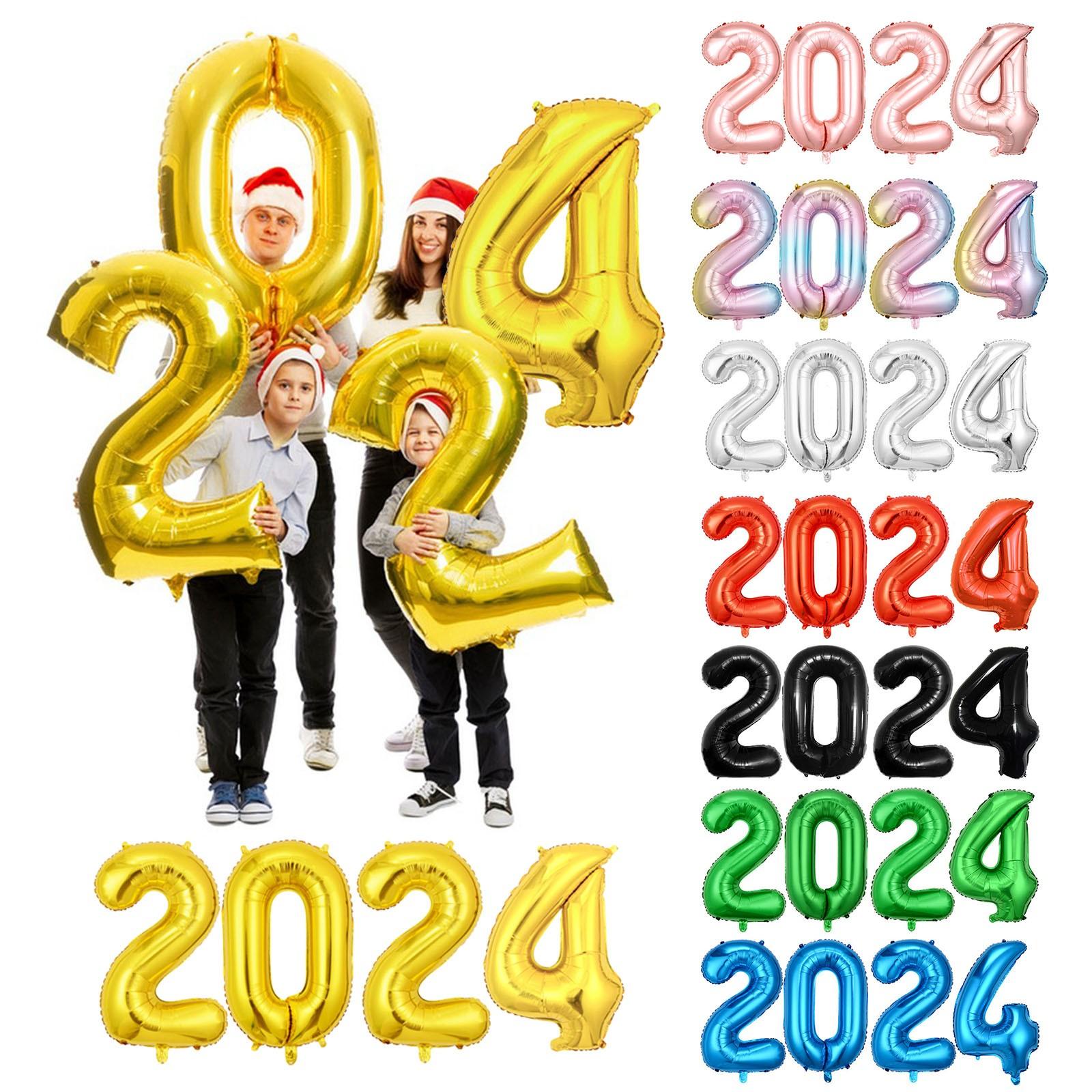 

2024 Цифровой воздушный шар для вечеринки, украшение для новогоднего дня, украшение для внутреннего сада, приветственный новогодний воздушный шар