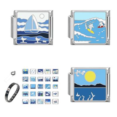 Italian Charm Link Bracelet Jewelry Making Part Module Accessaries Stainless Steel Texture Bracelet Making Supplies