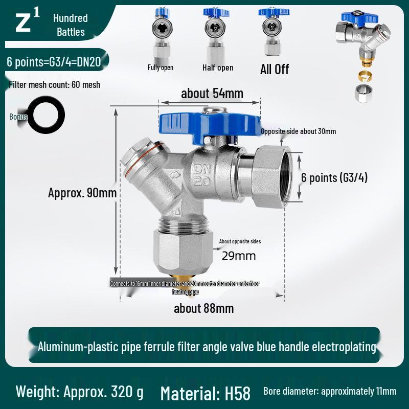 All-Copper Valve Manifold: Three-Way Union, Male/Female Thread Ball Valve for Underfloor Heating and Wall-Hung Boilers