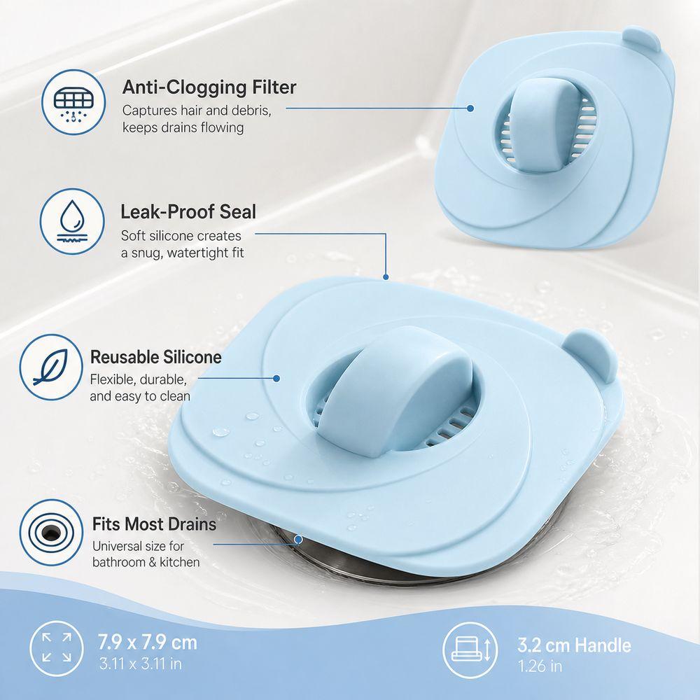 Square Shape Drain Stopper Anti Clogging Drain Cover New Hair Filter Cover Bathtub Drain