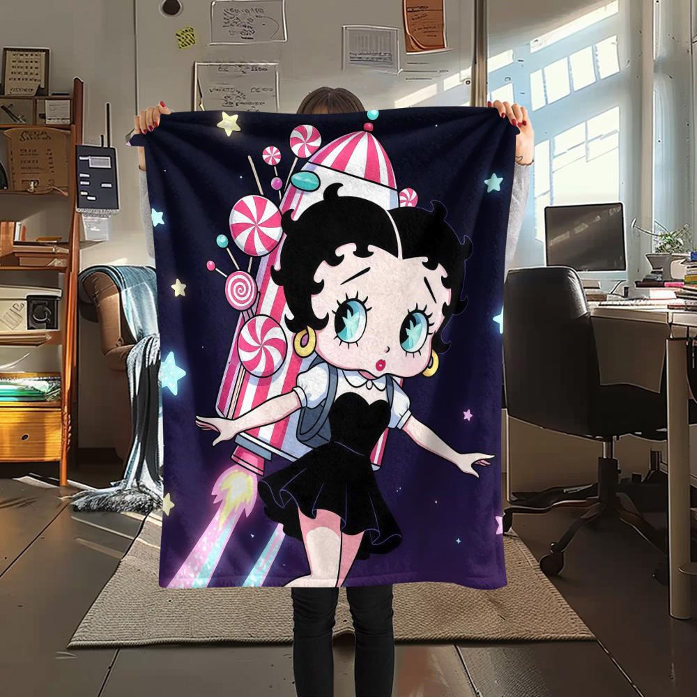 Betty Boop2 Flannel Blanket, High quality Comfortable for All Seasons, Home Decor, Warmth and Comfort