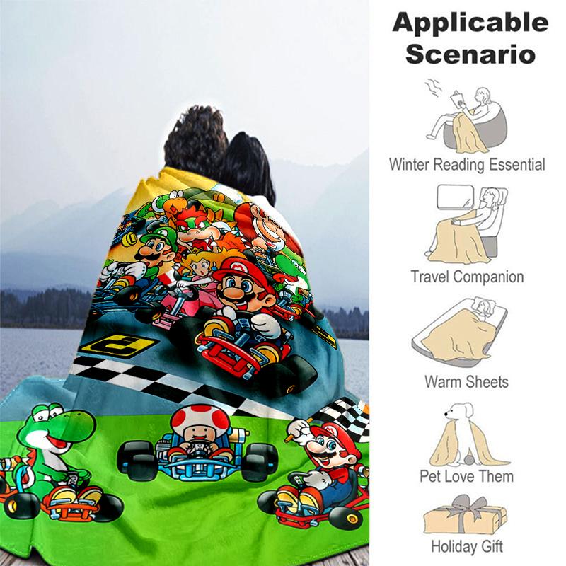 1pc Blanket Super Mario1 Print Design, Lightweight Blanket for Sofa, Bed- Soft &Warm, Gift for All Seasons like Christmas, Halloween