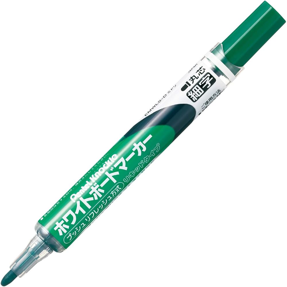 Pentel Whiteboard Marker Knock EMWLS-D Round Core Fine Letter Green 1.6cm x 13.5cm