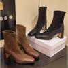 Retro High Heels Ankle Women's Boots Square Toe Sexy Shoes for Women Shoes Zip Ladies Shoes Classic Daily Thin Leg Women Botas