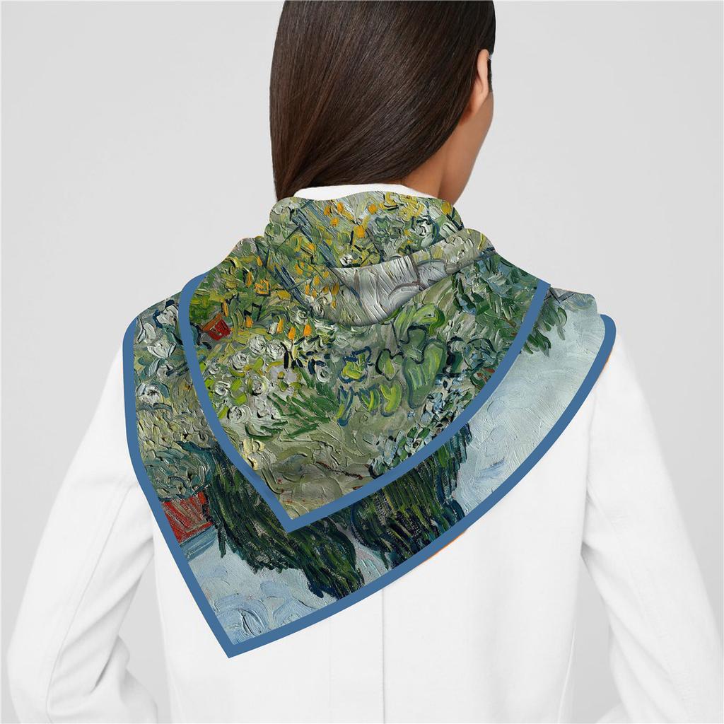 Ölgemälde Äußerer Kleiner Schal Seidenschal Frühling und Herbst Dünn Vielseitig 90cm Quadrat Mode Kunst Ausländischer Stil