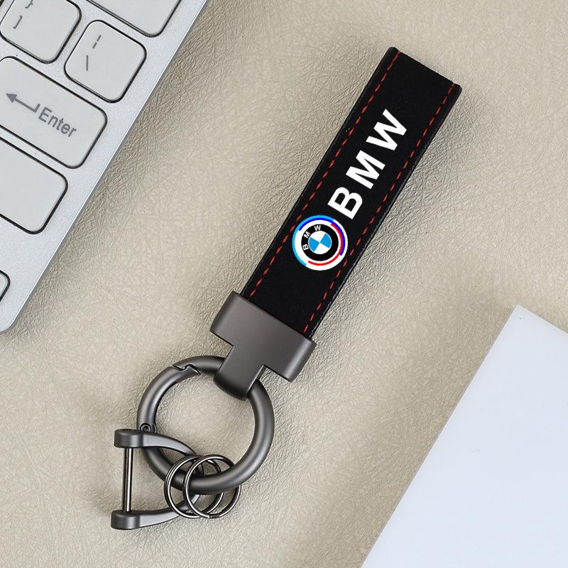 Suede Metal Car Emblem Keychain Keyring Anti-loss Key Chain For BMW 50th Anniversary 1 3 5 7 Series E83 F16 E70 F10 F20 M2 M3 M5 pdcr06