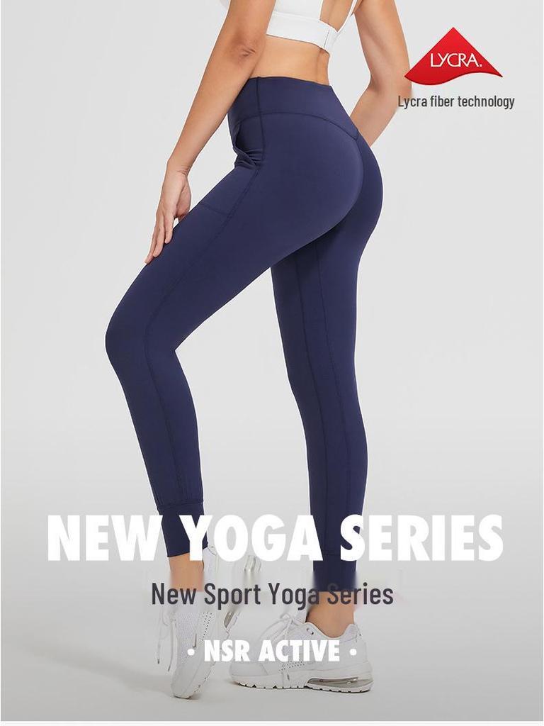 Women's High-Waist Seamless Yoga Pants with Pockets - Peach Lift, Non-Slip, High Elasticity