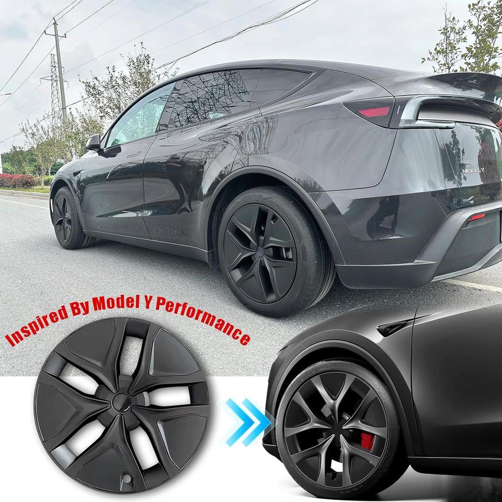 Calotas 19" Preto Fosco para Tesla Model Y 2025-2026 (Conjunto de 4)