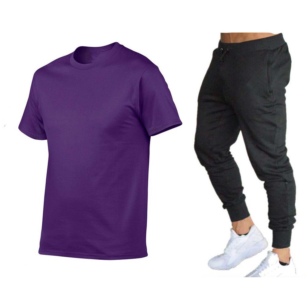 Men's Fashion Short Sleeved Long Pants Set Teenagers' Running Outdoor Sports Two-piece