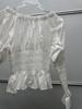 Elegant French Niche Spring Outfit: Puff Sleeve Drawstring Top & Skirt Set