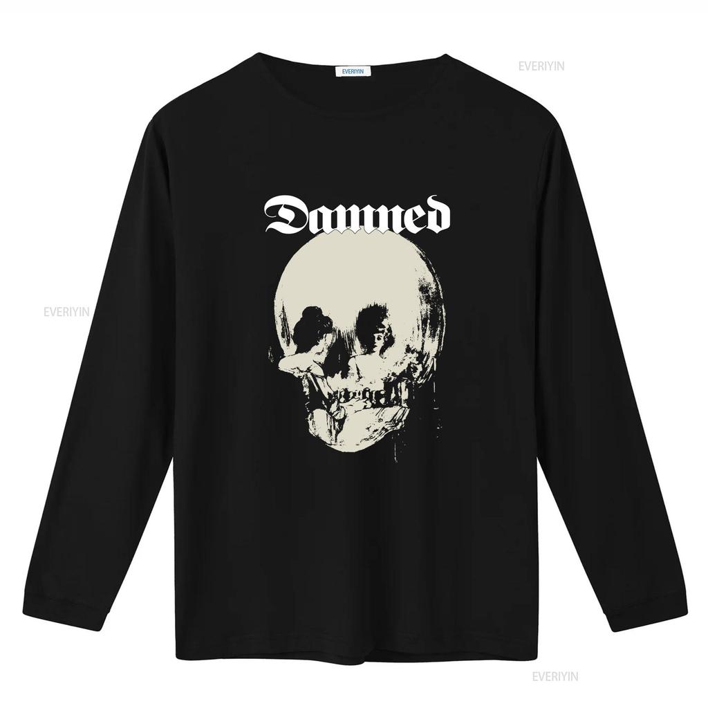 The Damned Skull Print T Shirt Unique Punk Rock Style for Bold Fashion Statements Vintage Washed Streetwear Breathable Casual