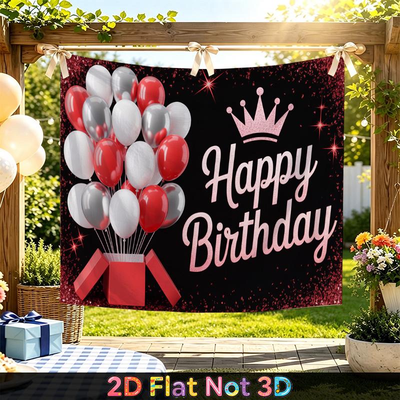 Party Backdrop Birthday Balloon Red White Photo Booth Background Front Door Decor