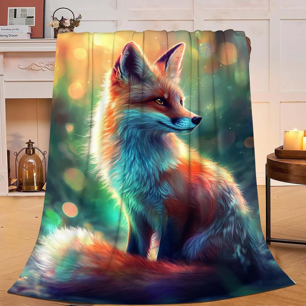 Black and white wolf in the night sky digital-printed polyester Bedroom velvet flannel soft cover blanket Fleece cover blankets