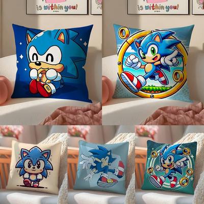 Cool Character S-Sonic-MT The Hedgehog Pillow Case Comfort Sofa Bed Silky Elegant Invisible Zipper Decorative Cushion Cover