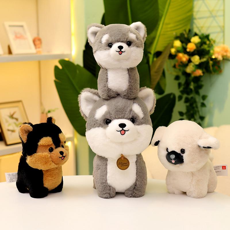 Simulation Fluffy Dog Stuffed Toy Lifelike Puppy Model Real life Husky Bichon frise German Shepherd Chow Chow Plush Doll Gifts