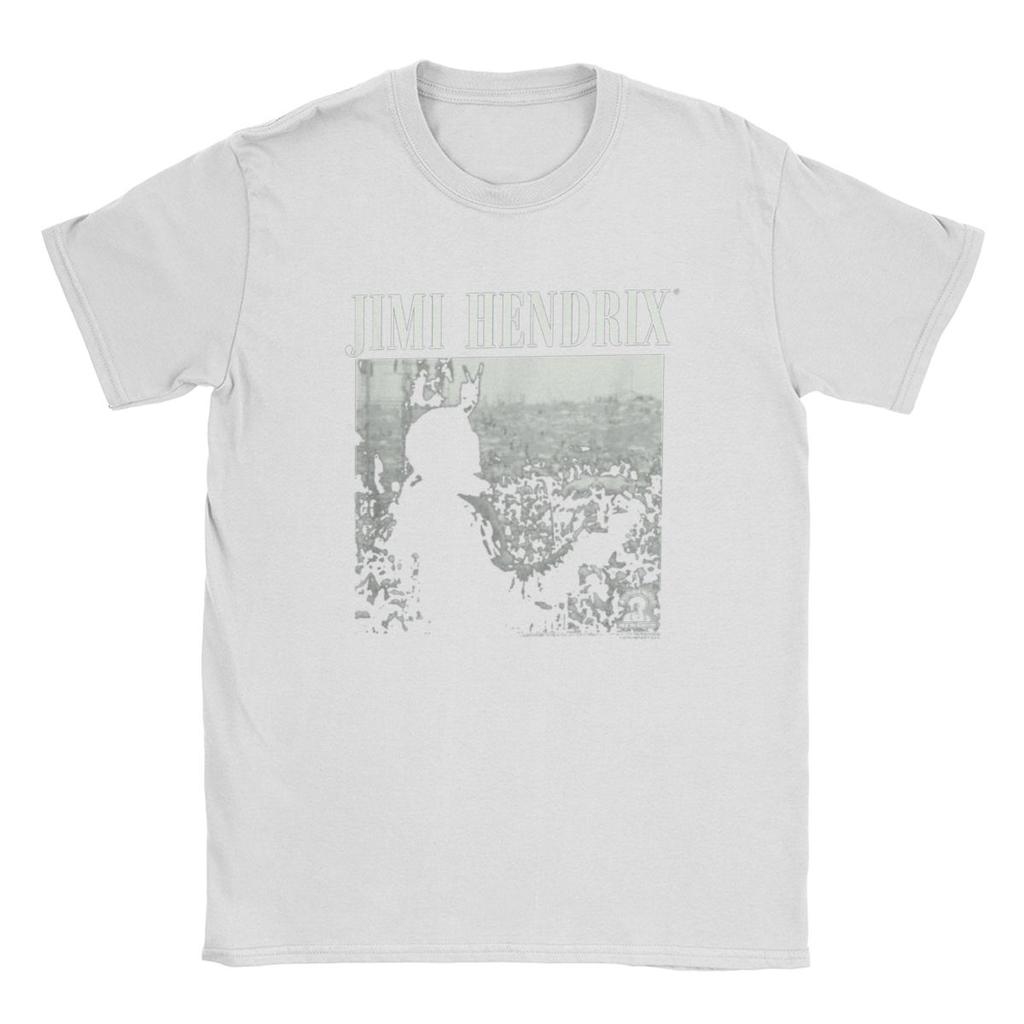 Jimi Męskie Koszulki Rock Hendrixs Na Żywo Na Woodstocku Vintage Gitara Piosenkarz T-Shirty Krótki Rękaw Okrągły Dekolt Koszulki Bawełna Duży Rozmiar Top