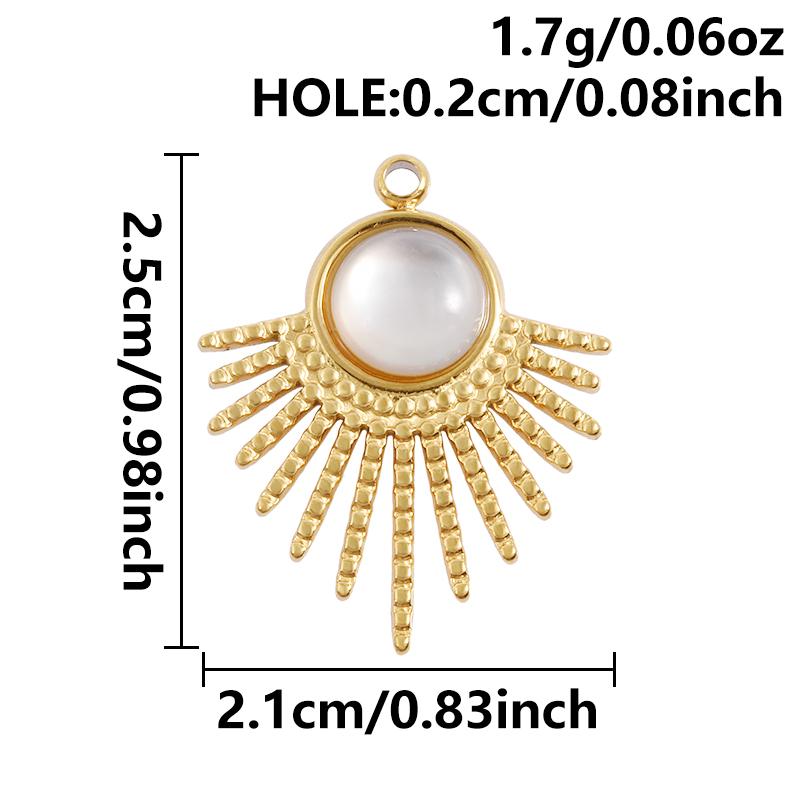 2pcs White Shell Oil Dripping Charm Real Gold Plated Love Round Water Droplet Stainless Steel Charms For Jewelry Making Supplies