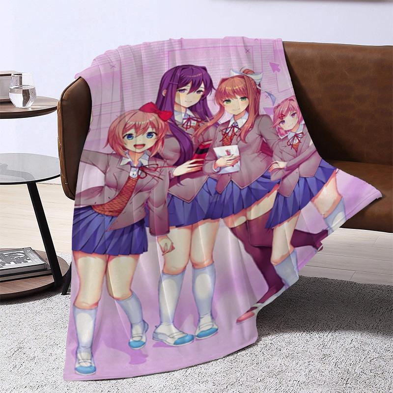 D-Doki Doki L-Literature Club Anime Throw Summer Blanket Fluffy Microfiber Bedding Portable Bed Blankets for Decorative Sofa