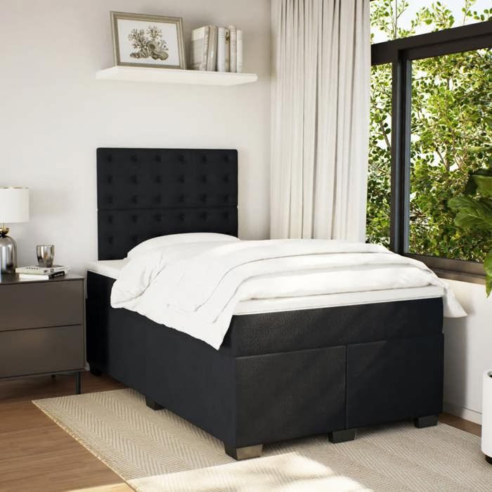 Cadre de lit avec matelas - Maison Exclusive - 120x190 cm - Velours noir - Lumières LED incluses