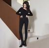 Lady Casual Street Slim Bleistifthose Damen Skinny Hose Solid Black Button Pocket Hose