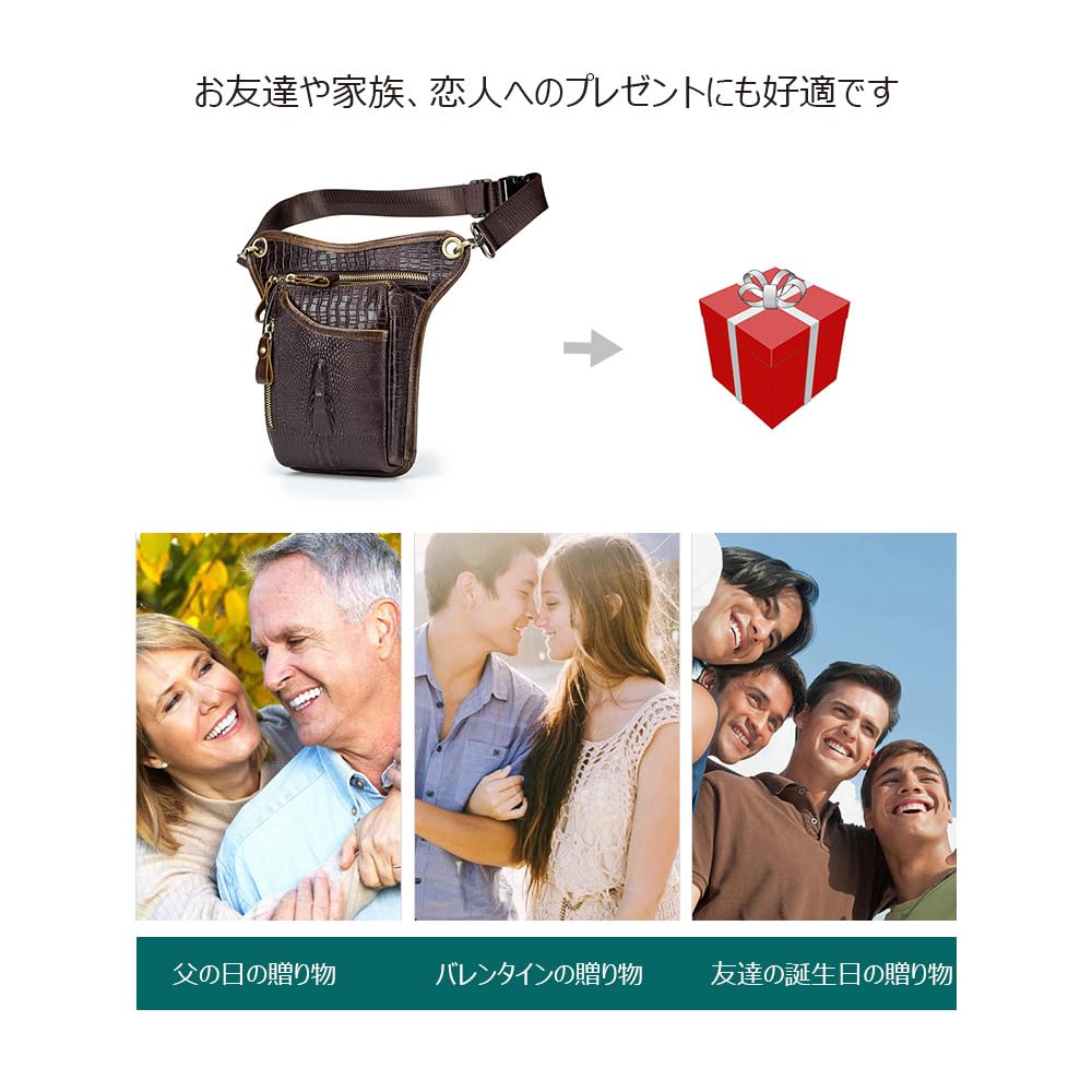 Whatna Cow Leather Shoulder Bag for Men and Women Riding Waist Bag Waist Pouch Motorcycle Crossbody Bag Rider Bag Small Backpack Mini Crossbody Chest