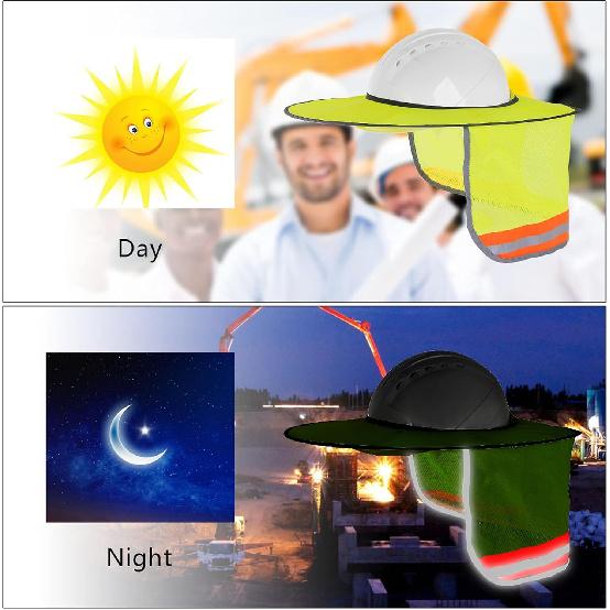 4 Pack Hard Hat Sun Shade - Full Brim Mesh Sun Shield with Reflective Strip Visor