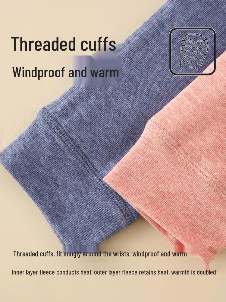 Dívčí bavlněné kalhoty s vysokým pasem z velbloudí srsti na zimu - Třívrstvá termální uniforma pro starší děti