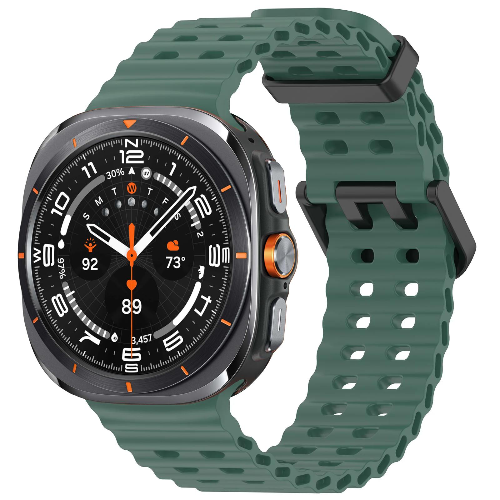 

Оригінальний ремінець для Samsung Galaxy watch Ultra 47mm аксесуари Морський силіконовий спортивний браслет Correa Galaxy watch 7 Ultra Ремінець Galaxy watch Ultra темно-зелений колір