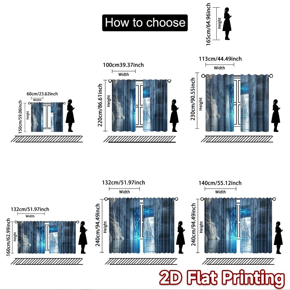 2D flat Photography Backdrop Background Banner Blue Ice Stone Passage 100% Polyester Family Party for Suitable for indoor