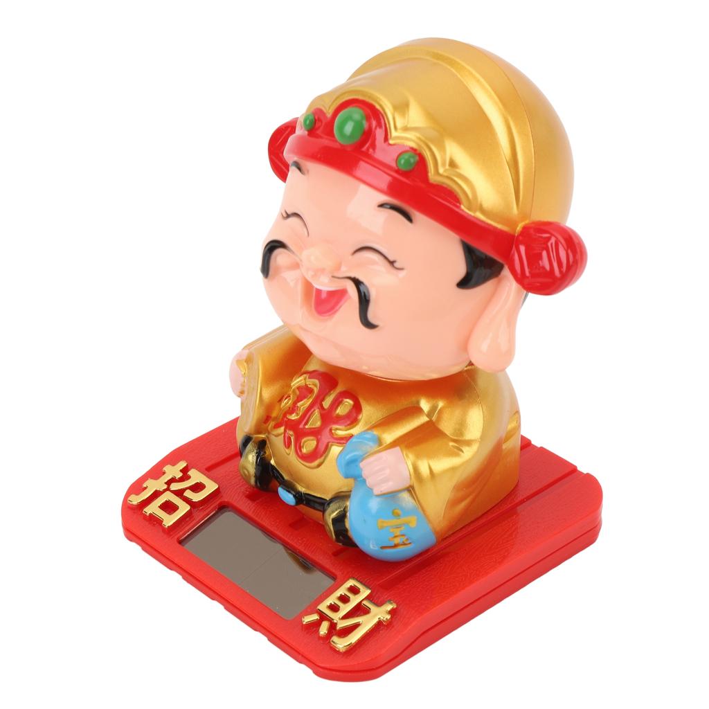 Cai Shen Statue Light Sensing Automatic Nodding Cai Shen Figurine for Office Car Dashboard Hotel