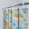 Blue Dream Kids Shower Curtain Set Teddy Bears Sleep On Clouds Stars with Moon Design for Bathroom Decor In Pastel Colors
