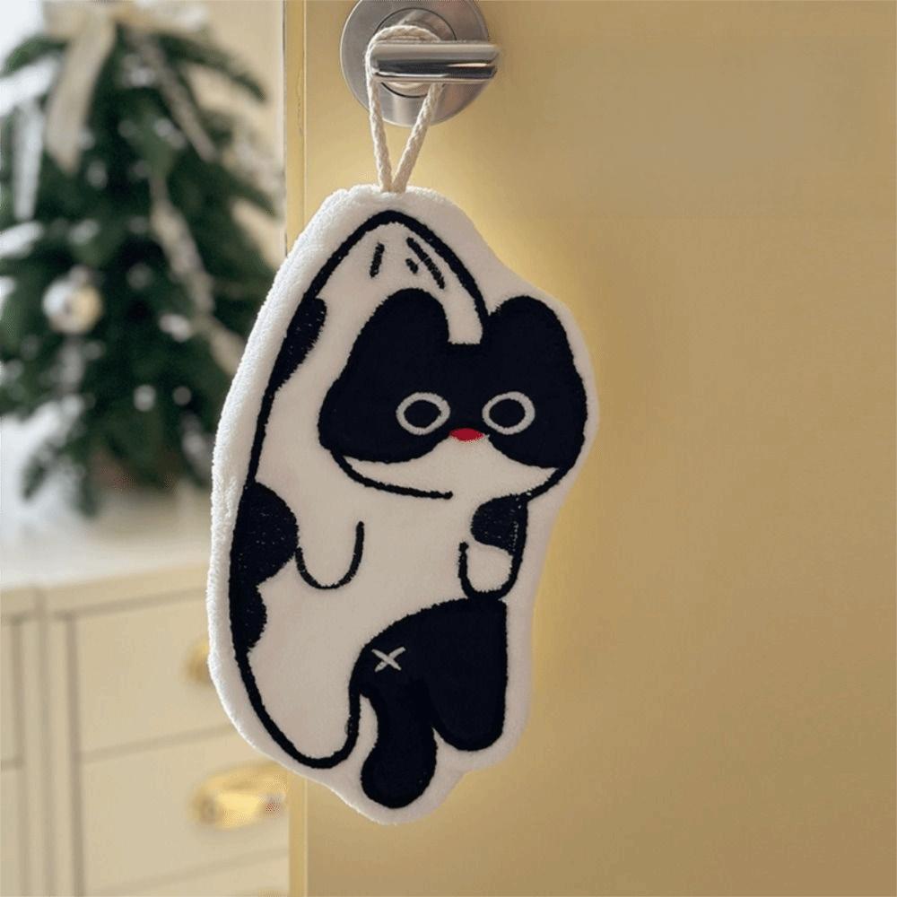 New Cartoon Hand Towel Cute Cat Soft Bathroom Kerchief Strong Water Absorption Coral Fleece Washcloth Kitchen