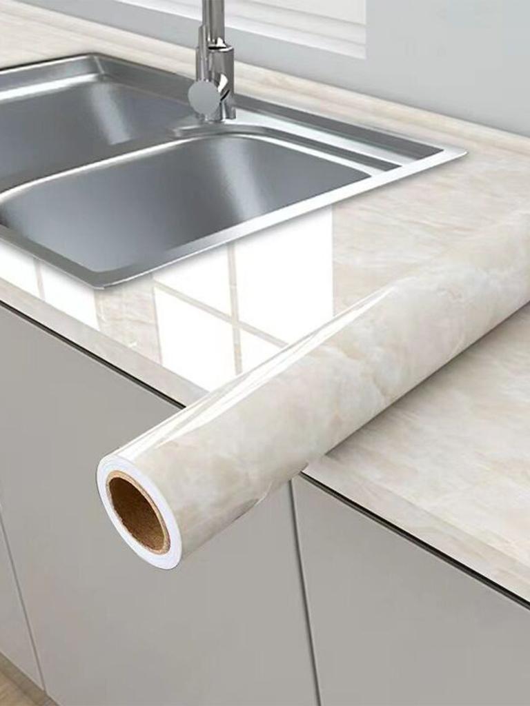 Marble Kitchen Oil-Proof Film Stove Waterproof Moisture-Proof Self-Adhesive Wallpaper Countertop Cabinet Renovation Tile Sticker