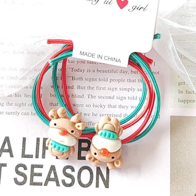 Santa Claus Christmas Tree Hair Ties - Elastic Rubber Bands for Kids