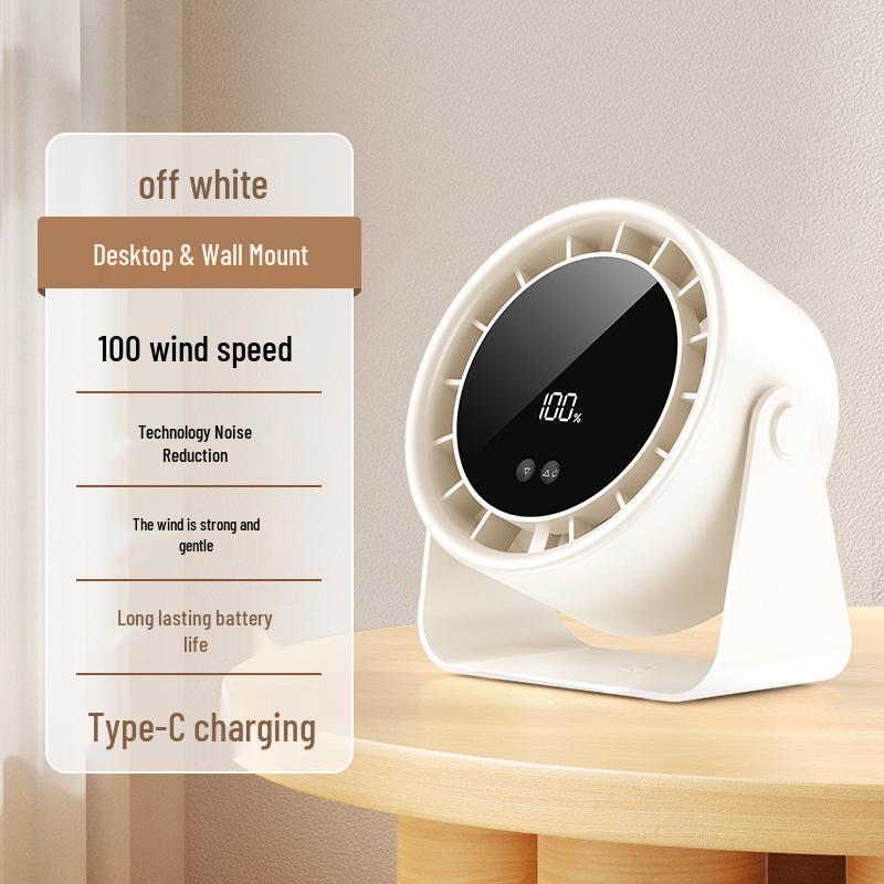 New High-Speed Clip-On Fan: 100 Gears, Digital Display, Wall-Mountable, Rechargeable for Home or Office Use