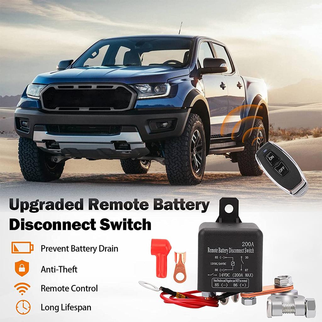 Remote Battery Disconnect Switch 12V 200A Reusable Battery Cut Off Switch Anti-Theft Battery Kill Switch with 1 Key for Car RV