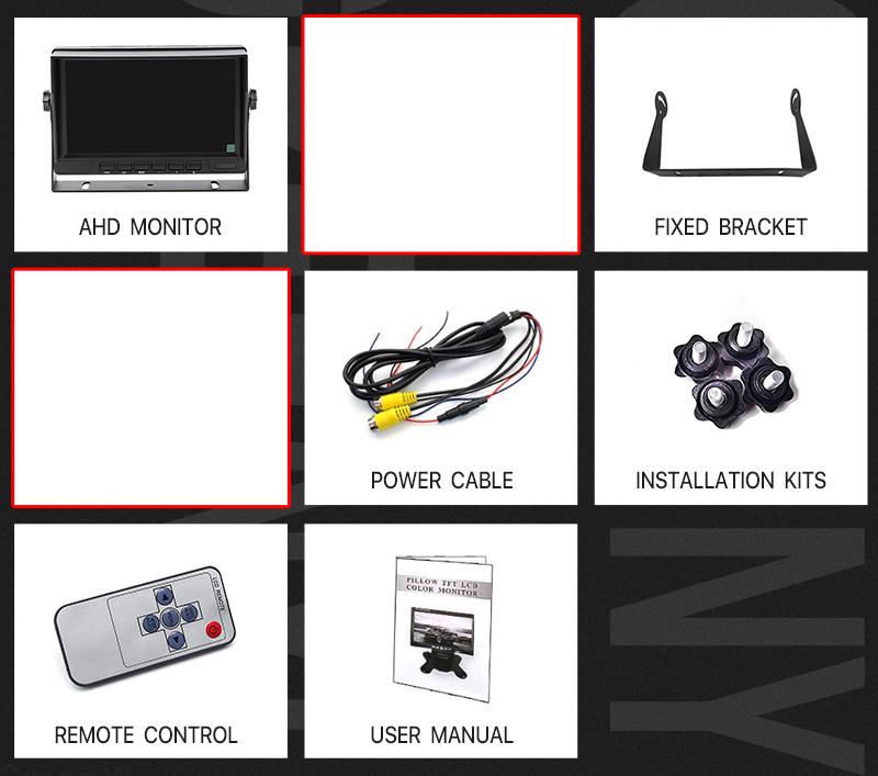 

HD 1920*1080P 7-дюймовый IPS-экран 2CH монитор парковки грузовика автобуса транспортного средства с 2CH Starlight Night Vision Reverse Backup AHD Camera