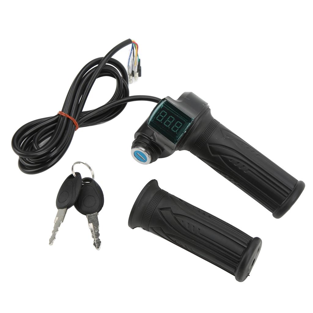 2PCS Electric Bicycle Throttle Grip Speed Control Throttle Handle with Green Digital Display