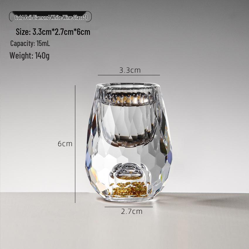 Gold Leaf Crystal Shot Glass - Diamond Surface Liquor Cup & Decanter.
