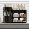 Plastic Cosmetic Storage Box Large Capacity Detachable Rotating Brush Holder Space Saving Dust-proof Makeup Organizer for Vanity