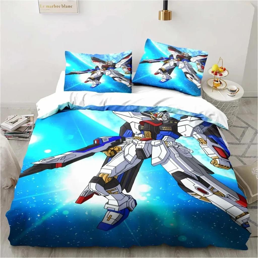 3D Printer Soldier Cartoon Pattern Three-Piece Set Delicate Quilt Cover Pillow Case Housewares Set Beautiful Gift Household